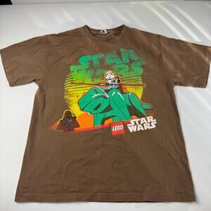 Lego Star Wars Boys T Shirt Jawa & Storm Trooper on Dewback Brown Medium